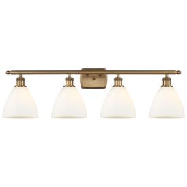 Bristol Glass 4 Light 38" LED Bath Light - Brushed Brass - White Shade Bristol Glass 4 Light 38" LED Bath Light - Brushed Brass - White Shade