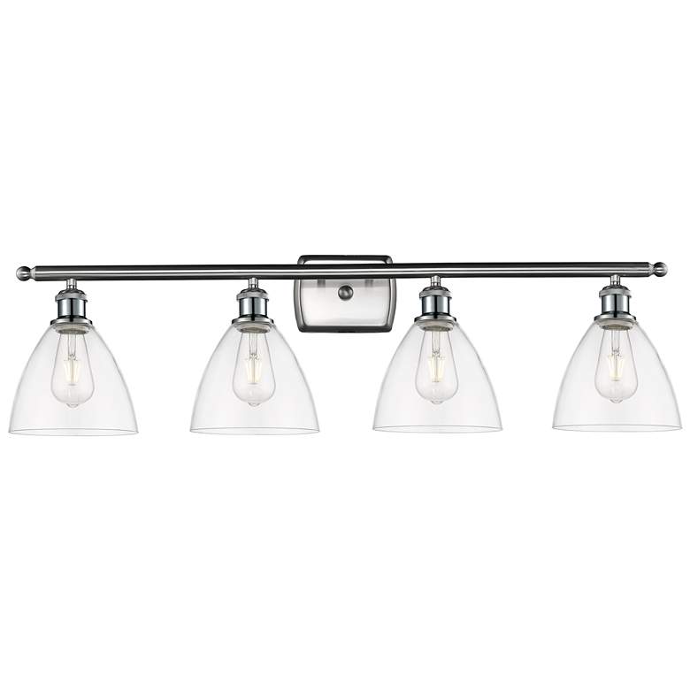 Image 1 Bristol Glass 4 Light 38" LED Bath Light - Brushed Satin Nickel - Clea