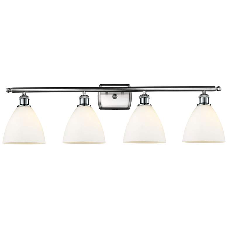 Image 1 Bristol Glass 4 Light 38" LED Bath Light - Brushed Satin Nickel - Whit