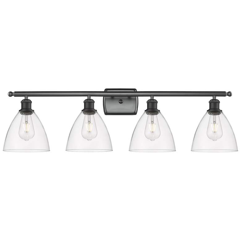 Image 1 Bristol Glass 4 Light 38" LED Bath Light - Matte Black - Clear Shade