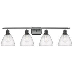 Bristol Glass 4 Light 38" LED Bath Light - Matte Black - Seedy Shade