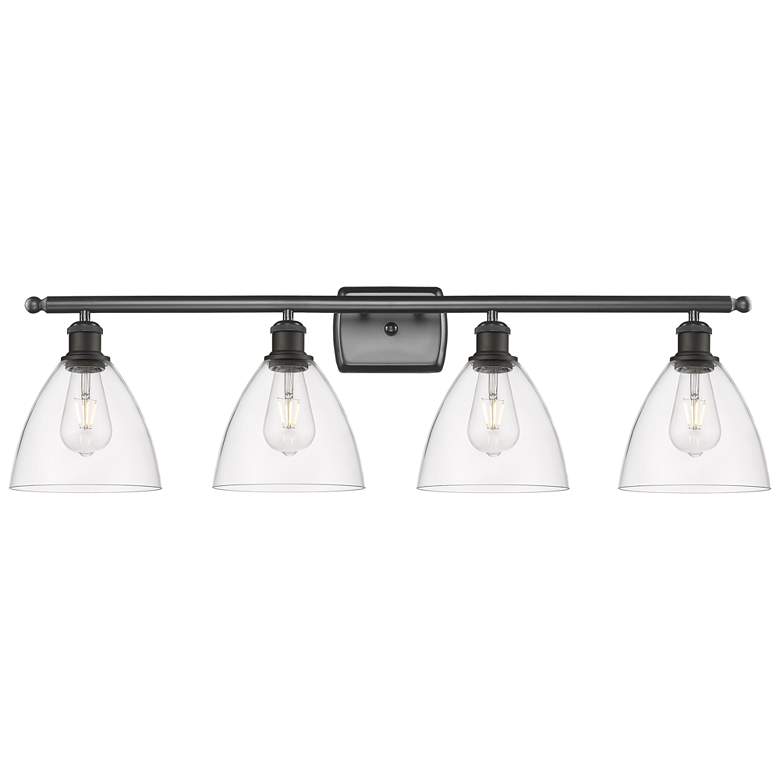 Image 1 Bristol Glass 4 Light 38" LED Bath Light - Oil Rubbed Bronze - Clear S