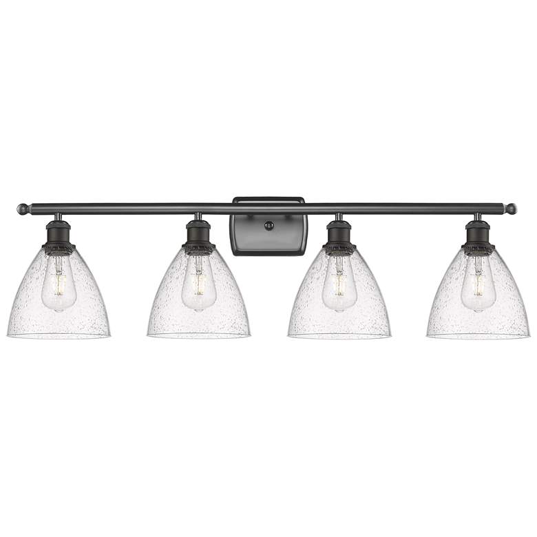Image 1 Bristol Glass 4 Light 38" LED Bath Light - Oil Rubbed Bronze - Seedy S