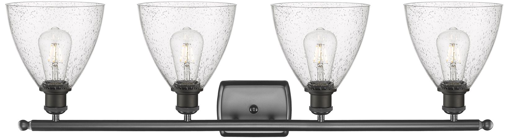 Image 4 Bristol Glass 4 Light 38" LED Bath Light - Oil Rubbed Bronze - Seedy S more views
