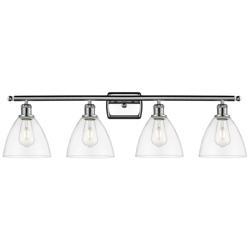 Bristol Glass 4 Light 38" LED Bath Light - Polished Chrome - Clear Sha