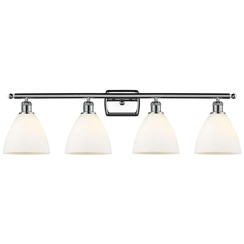 Image 1 Bristol Glass 4 Light 38" LED Bath Light - Polished Chrome - White Sha
