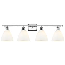Bristol Glass 4 Light 38" LED Bath Light - Polished Chrome - White Sha