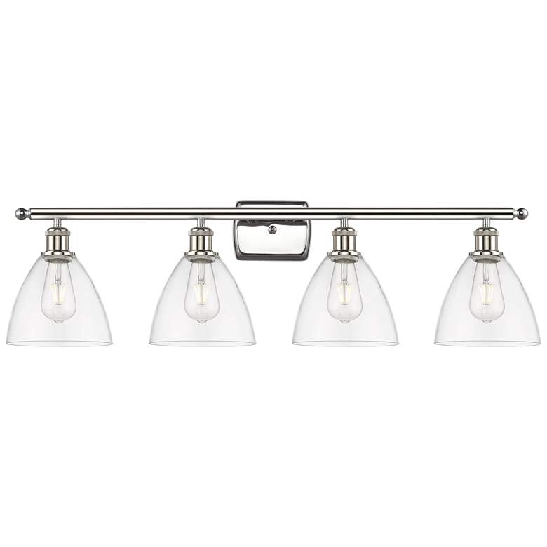 Image 1 Bristol Glass 4 Light 38" LED Bath Light - Polished Nickel - Clear Sha