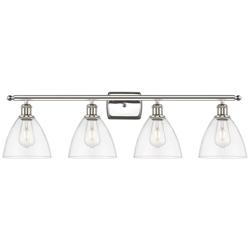 Bristol Glass 4 Light 38" LED Bath Light - Polished Nickel - Clear Sha