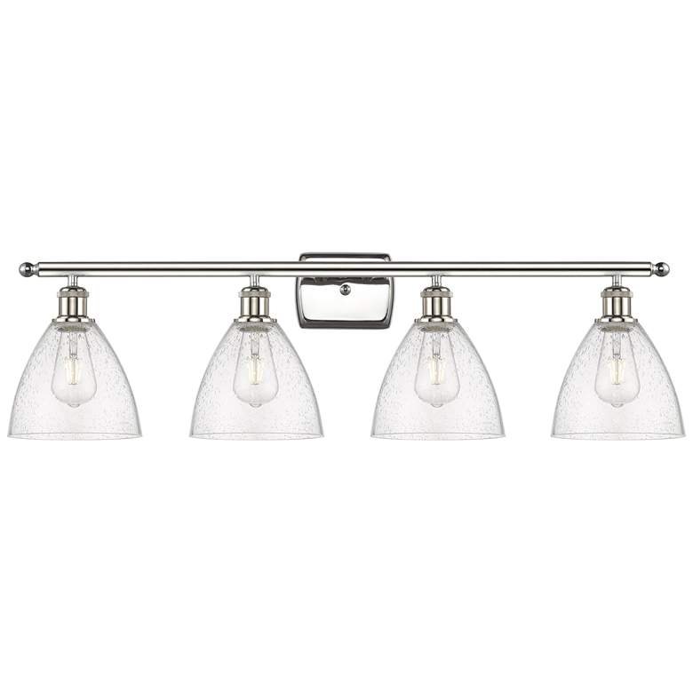 Image 1 Bristol Glass 4 Light 38" LED Bath Light - Polished Nickel - Seedy Sha