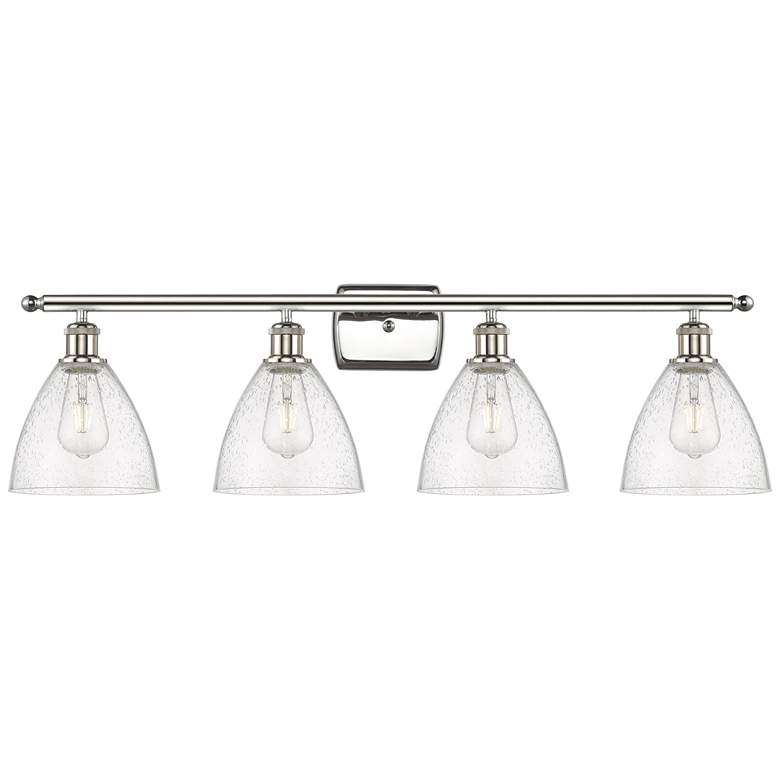 Image 1 Bristol Glass 4 Light 38 inch LED Bath Light - Polished Nickel - Seedy Sha