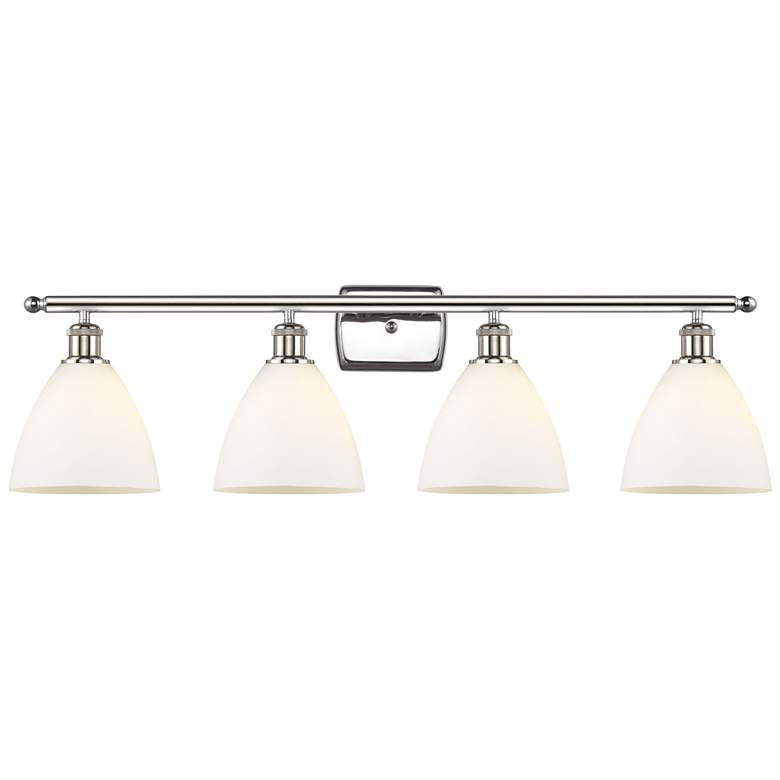 Image 1 Bristol Glass 4 Light 38" LED Bath Light - Polished Nickel - White Sha