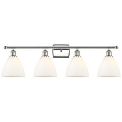 Bristol Glass 4 Light 38" LED Bath Light - Polished Nickel - White Sha