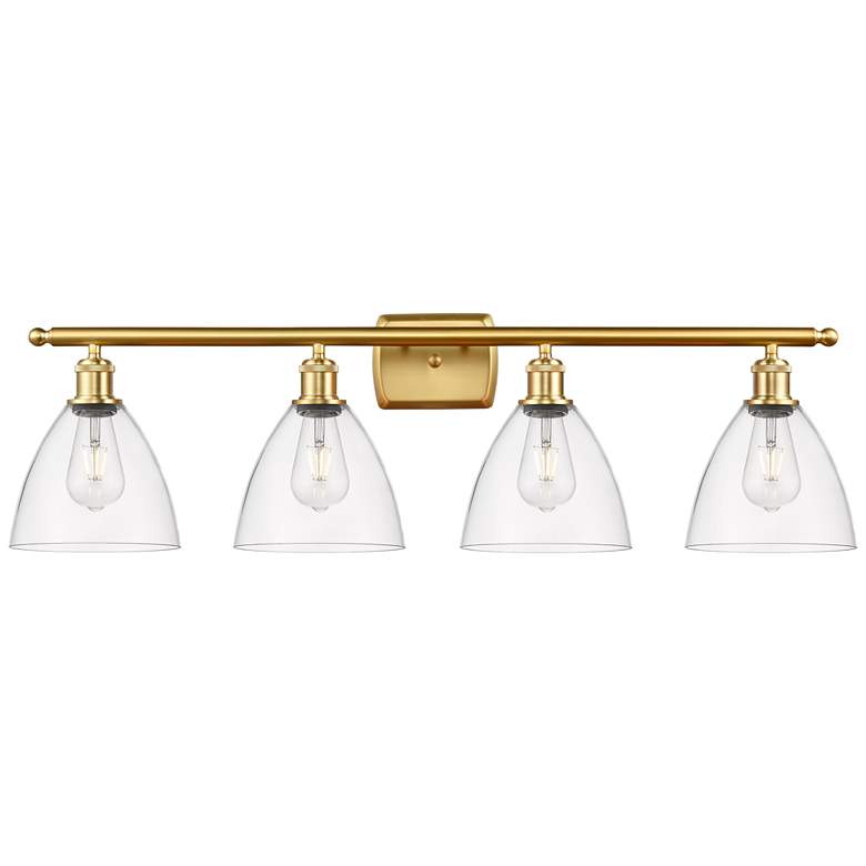 Image 1 Bristol Glass 4 Light 38 inch LED Bath Light - Satin Gold - Clear Shade