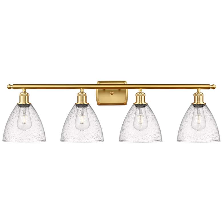 Image 1 Bristol Glass 4 Light 38 inch LED Bath Light - Satin Gold - Seedy Shade