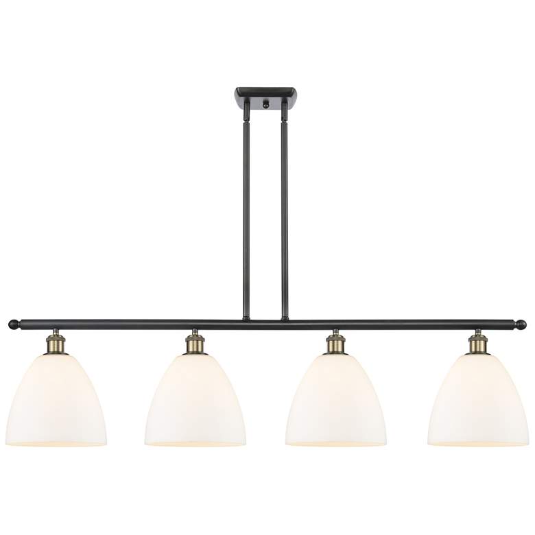 Image 1 Bristol Glass 4-Light 48" Black Brass LED Island-Light With White Shad