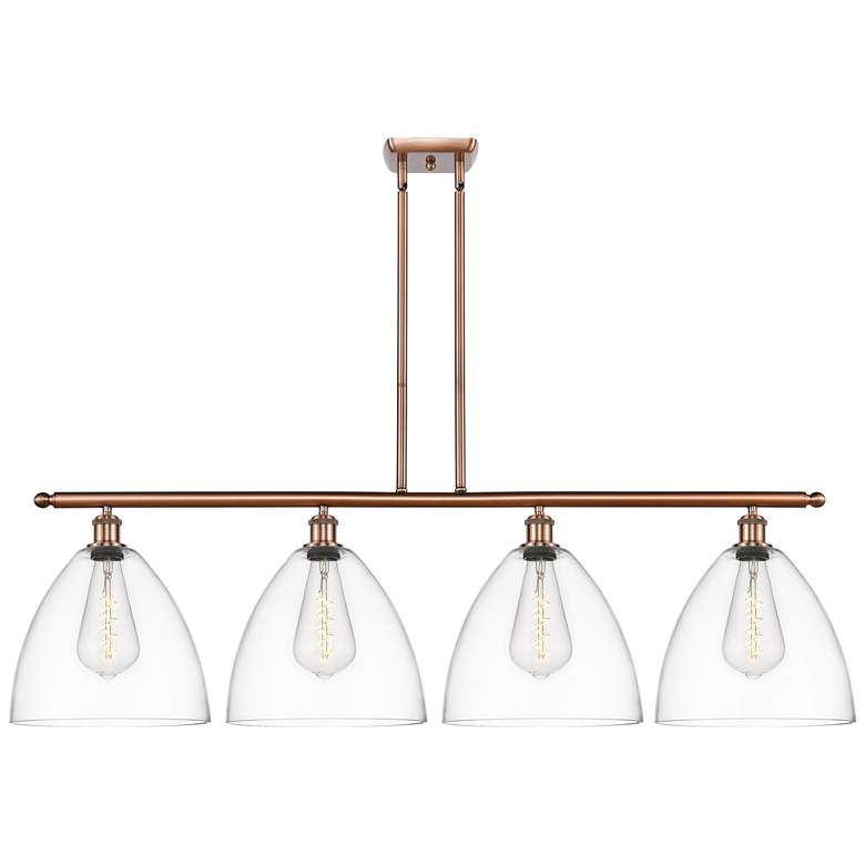 Image 1 Bristol Glass 4 Light 50" Island Light - Antique Copper - Clear Shade