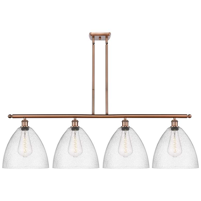 Image 1 Bristol Glass 4 Light 50" Island Light - Antique Copper - Seedy Shade