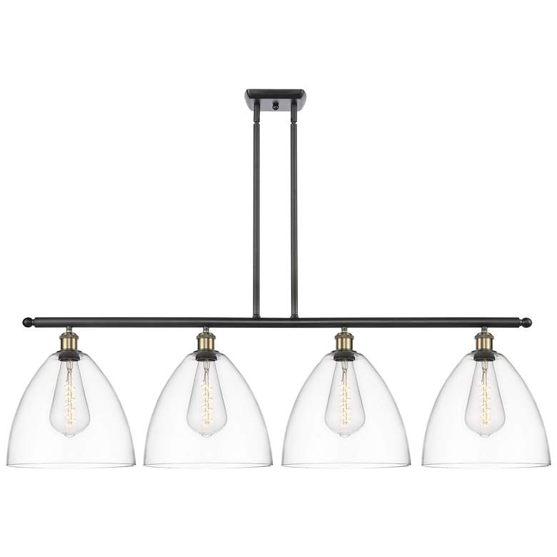 Image 1 Bristol Glass 4 Light 50" Island Light - Black Antique Brass - Clear