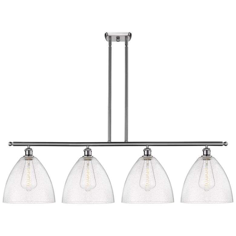 Image 1 Bristol Glass 4 Light 50" Island Light - Brushed Satin Nickel - Seedy