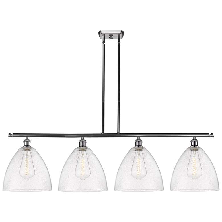 Image 1 Bristol Glass 4 Light 50 inch Island Light - Brushed Satin Nickel  - Seedy