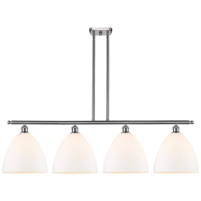 Image 1 Bristol Glass 4 Light 50" Island Light - Brushed Satin Nickel  - White