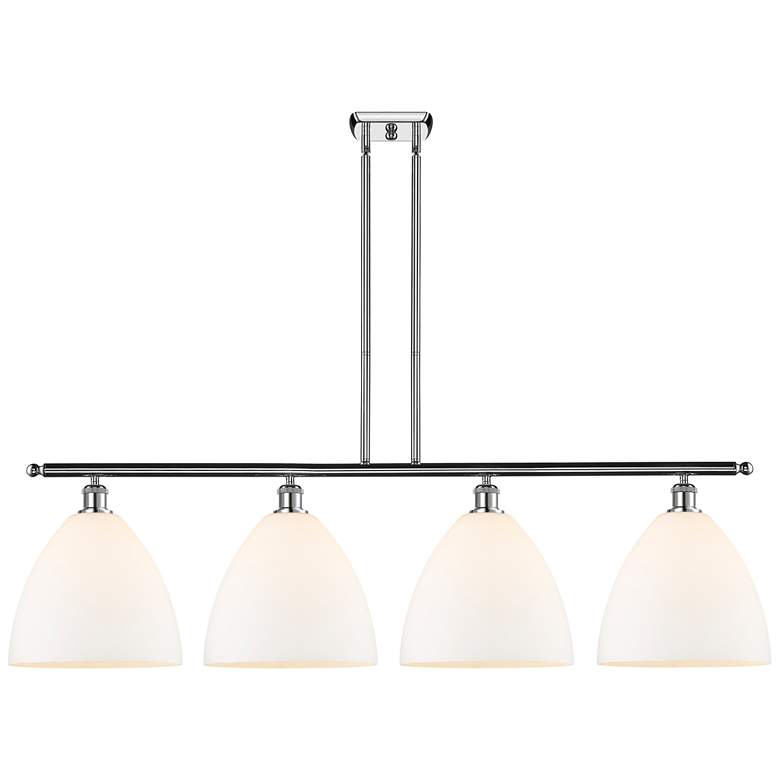 Image 1 Bristol Glass 4 Light 50" Island Light - Polished Chrome - Matte Whit