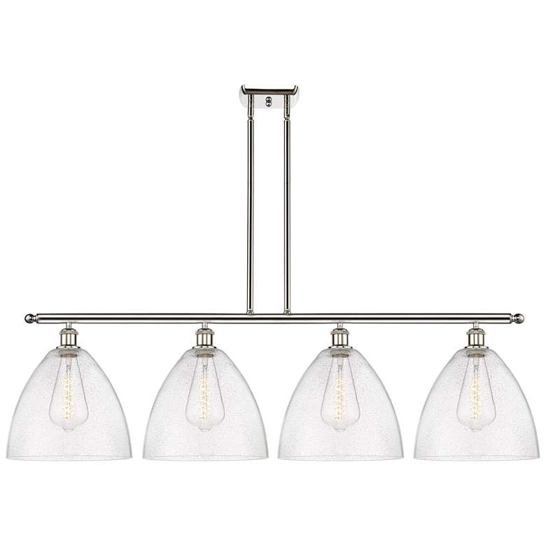Image 1 Bristol Glass 4 Light 50" Island Light - Polished Nickel - Seedy Shad