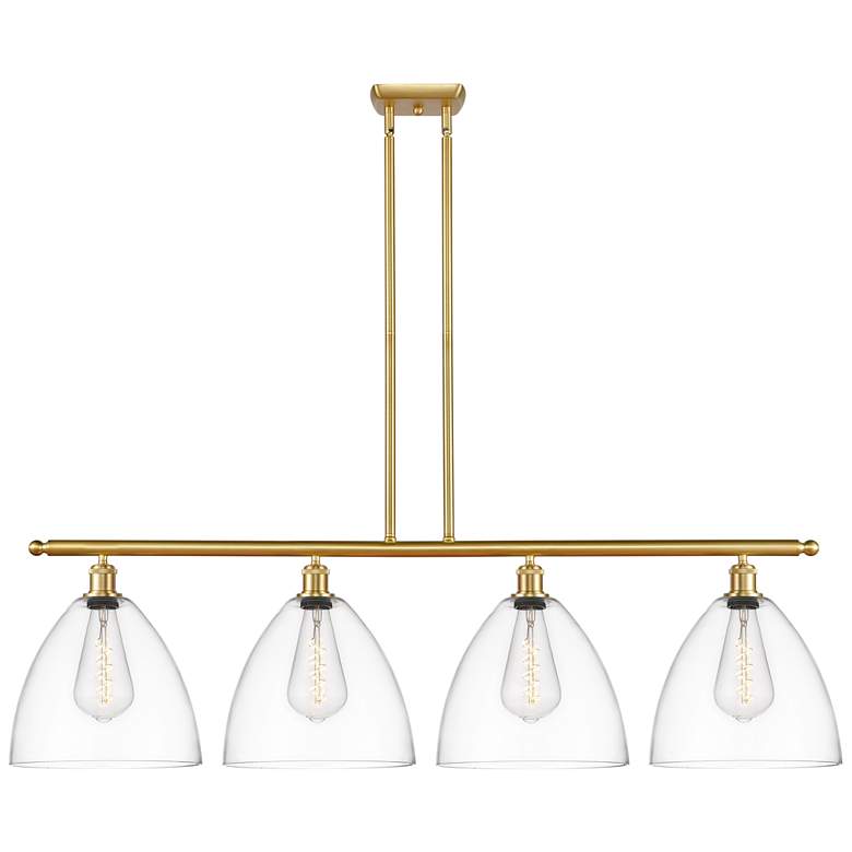 Image 1 Bristol Glass 4 Light 50" Island Light - Satin Gold - Clear Shade