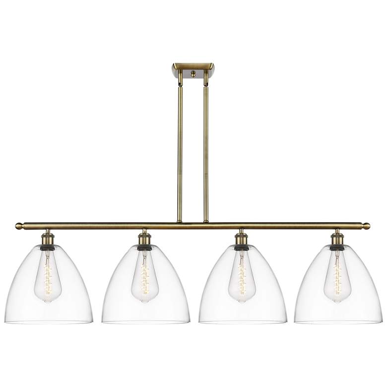 Image 1 Bristol Glass 4 Light 50" LED Island Light - Antique Brass - Clear Sh