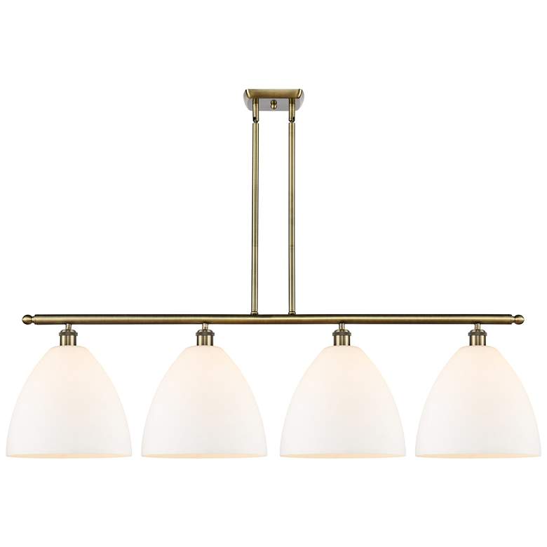 Image 1 Bristol Glass 4 Light 50" LED Island Light - Antique Brass - Matte Wh