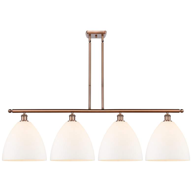Image 1 Bristol Glass 4 Light 50" LED Island Light - Antique Copper - Matte W