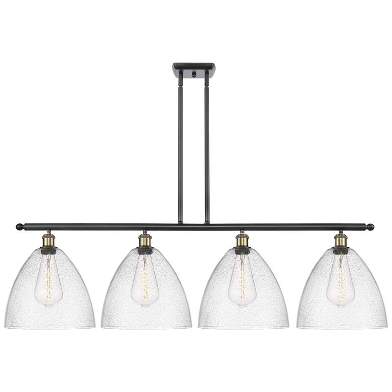 Image 1 Bristol Glass 4 Light 50" LED Island Light - Black Antique Brass - Se