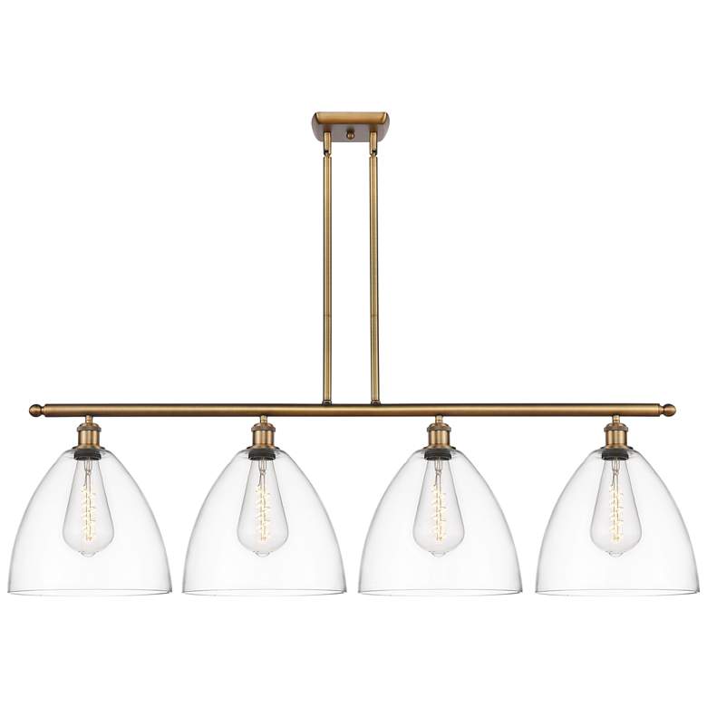 Image 1 Bristol Glass 4 Light 50" LED Island Light - Brushed Brass - Clear Sh