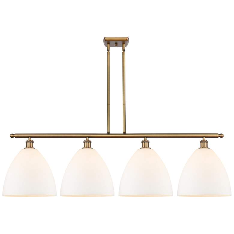 Image 1 Bristol Glass 4 Light 50" LED Island Light - Brushed Brass - Matte Wh