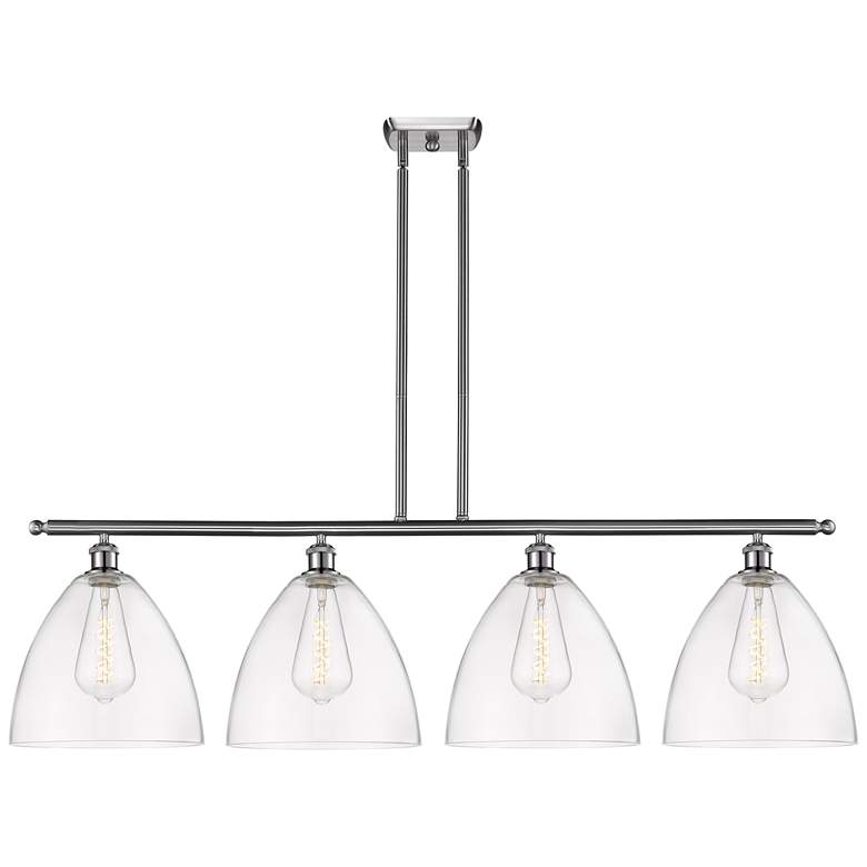 Image 1 Bristol Glass 4 Light 50" LED Island Light - Brushed Satin Nickel  - C