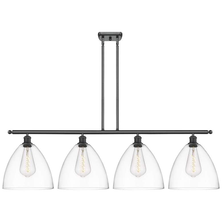 Image 1 Bristol Glass 4 Light 50" LED Island Light - Matte Black - Clear Shad