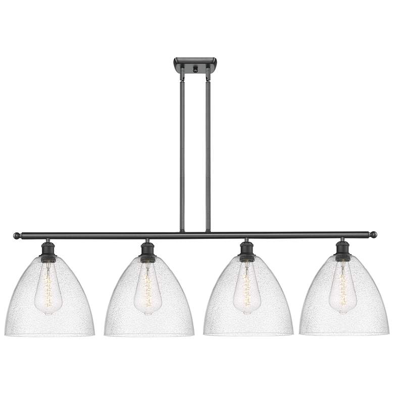Image 1 Bristol Glass 4 Light 50" LED Island Light - Matte Black - Seedy Shad