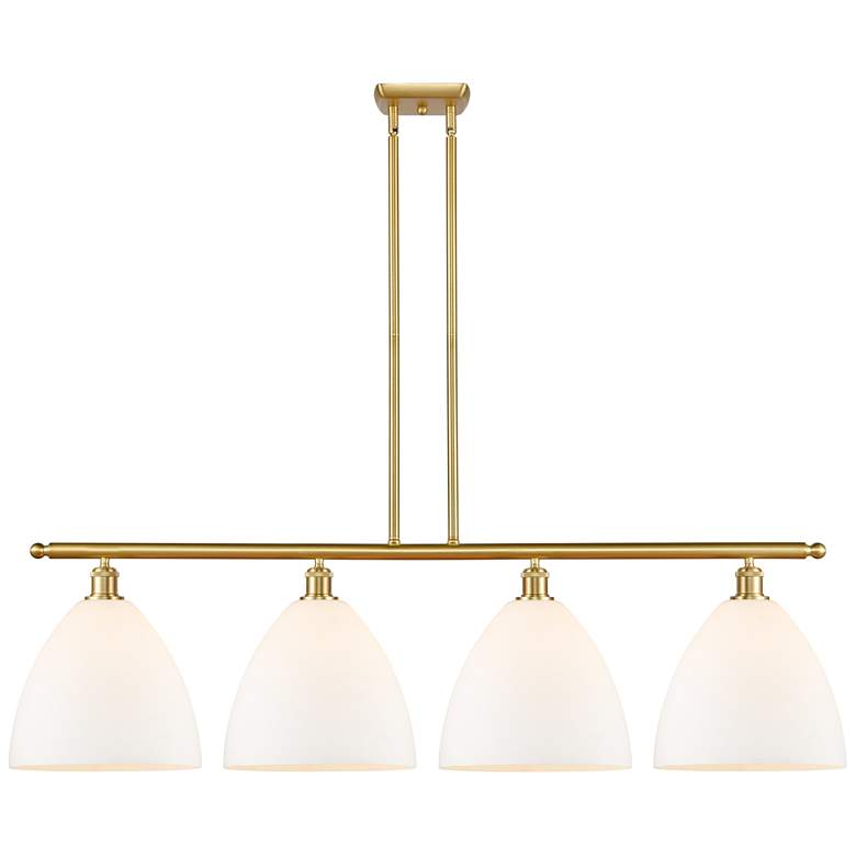 Image 1 Bristol Glass 4 Light 50" LED Island Light - Satin Gold - Matte White