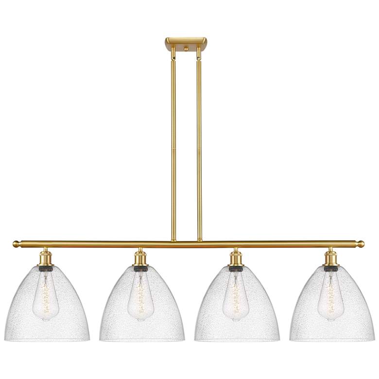 Image 1 Bristol Glass 4 Light 50" LED Island Light - Satin Gold - Seedy Shade