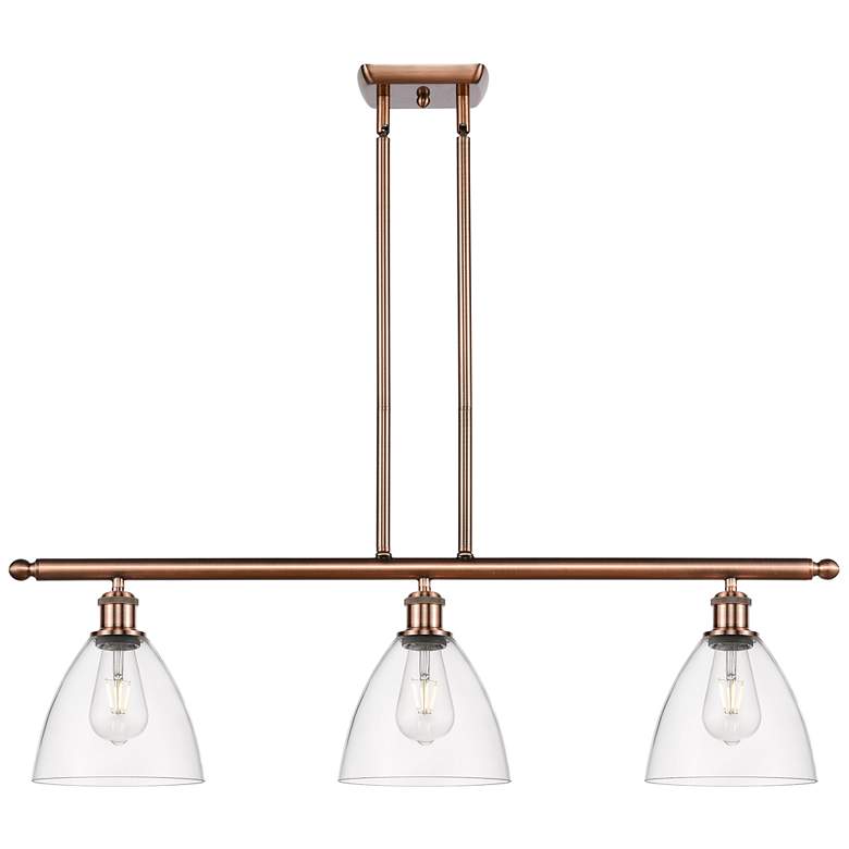 Image 1 Bristol Glass 7.5" 3 Light 36" Island Light - Antique Copper - C