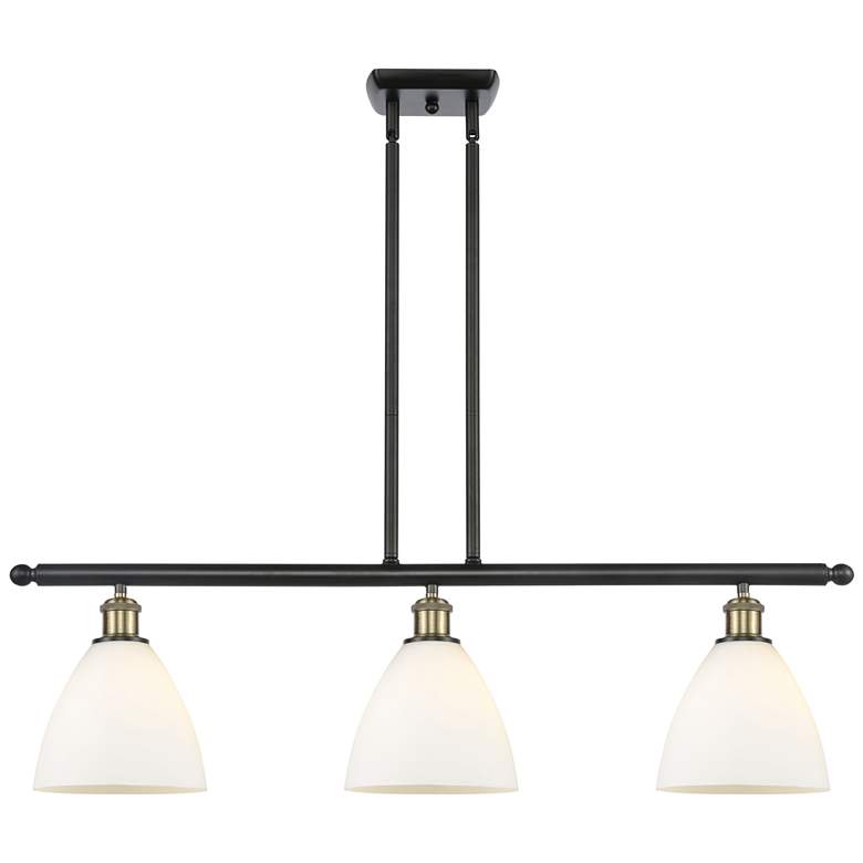 Image 1 Bristol Glass 7.5" 3 Light 36" Island Light - Black Brass - Whit