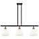 Bristol Glass 7.5" 3 Light 36" Island Light - Black Brass - Whit