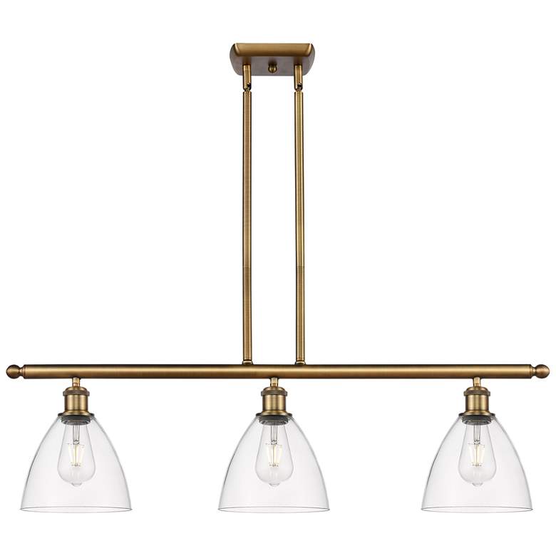 Image 1 Bristol Glass 7.5" 3 Light 36" Island Light - Brushed Brass - Cl