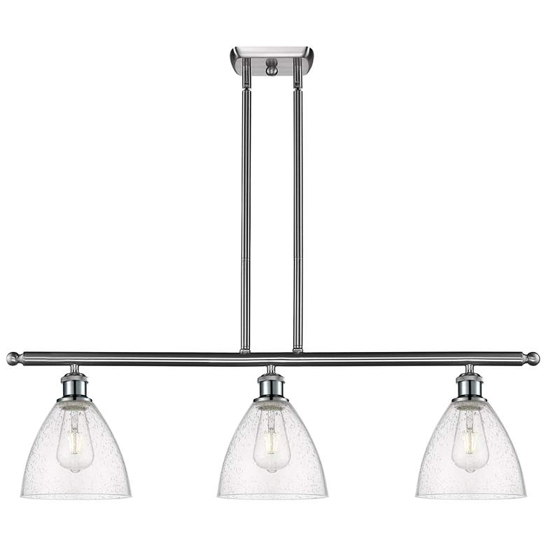 Image 1 Bristol Glass 7.5" 3 Light 36" Island Light - Brushed Satin Nicke