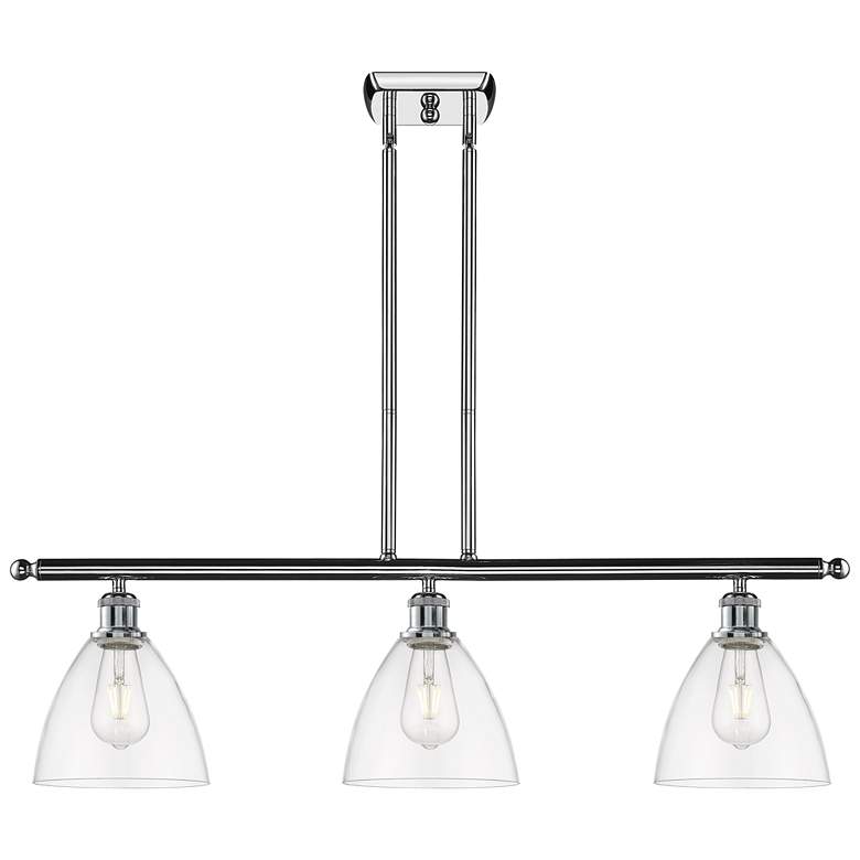 Image 1 Bristol Glass 7.5" 3 Light 36" Island Light - Polished Chrome -