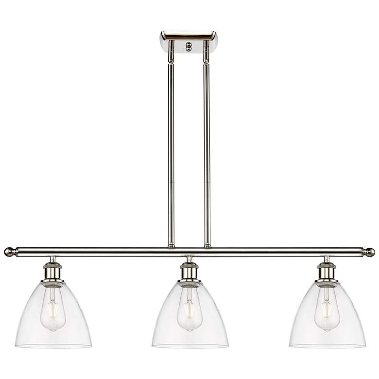 Image 1 Bristol Glass 7.5" 3 Light 36" Island Light - Polished Nickel -