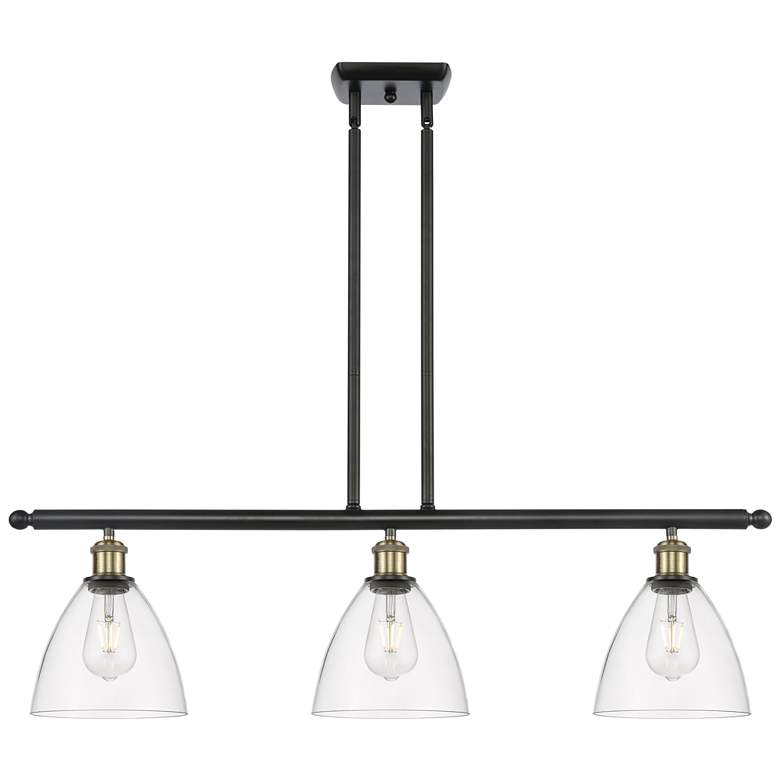 Image 1 Bristol Glass 7.5" 3 Light 36" LED Island Light - Black Brass -