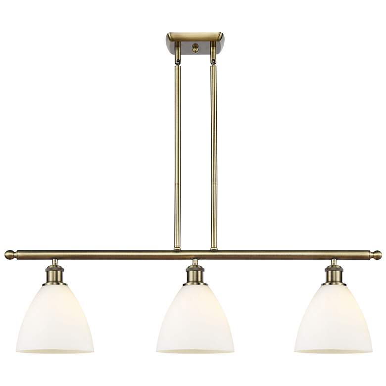 Image 1 Bristol Glass 7.5" 3 Light 36" LED Island Light - Brass - White