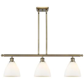 Bristol Glass 7.5" 3 Light 36" LED Island Light - Brass  - White Bristol Glass 7.5" 3 Light 36" LED Island Light - Brass  - White